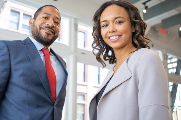 corporate stock image with two people in suits