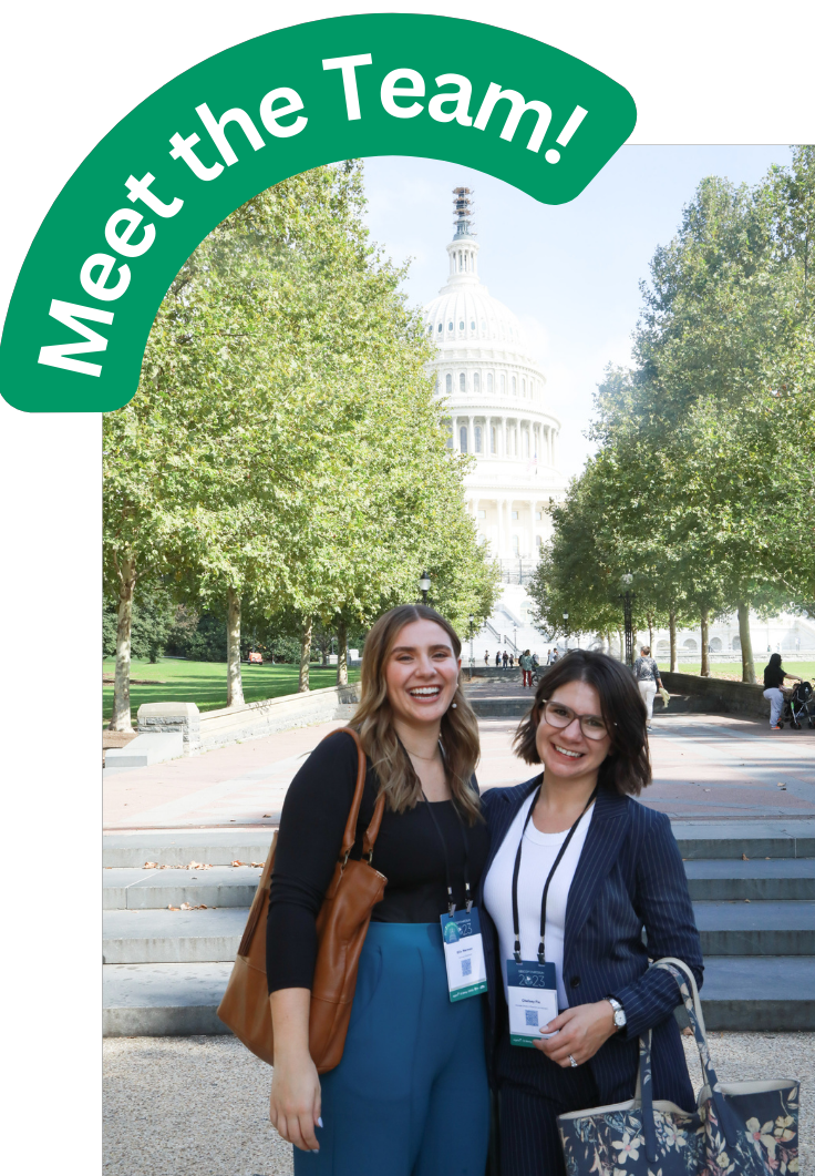 Pictured left to right: Ellie Herman and Chelsey fix smiling outside of the United States Capitol buildling.